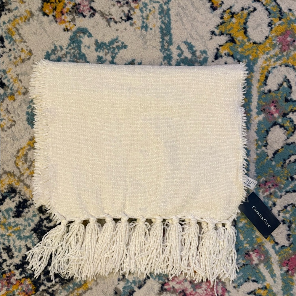 Charter Club Cream Fringe Scarf